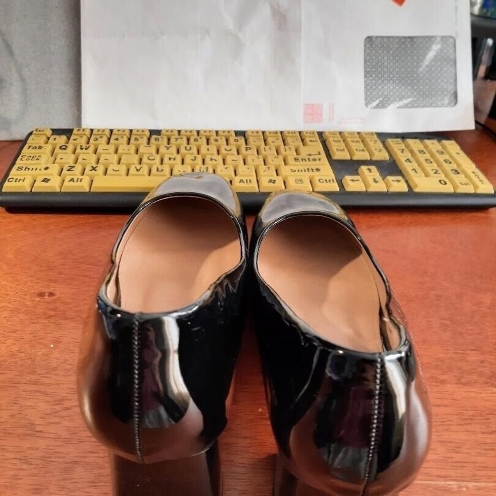 Heel The World Low Block Heel Square Toe Black Pu… - image 2